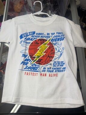 White Kids' Lightning Graphic Tee with Bold Multicolor Print